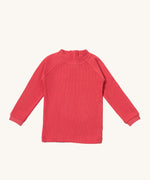 Little Green Radicals pink berry waffle long sleeve cosy top available at Babipur. A GOTS organic cotton top in dark pink, features popper fasteners on the back
