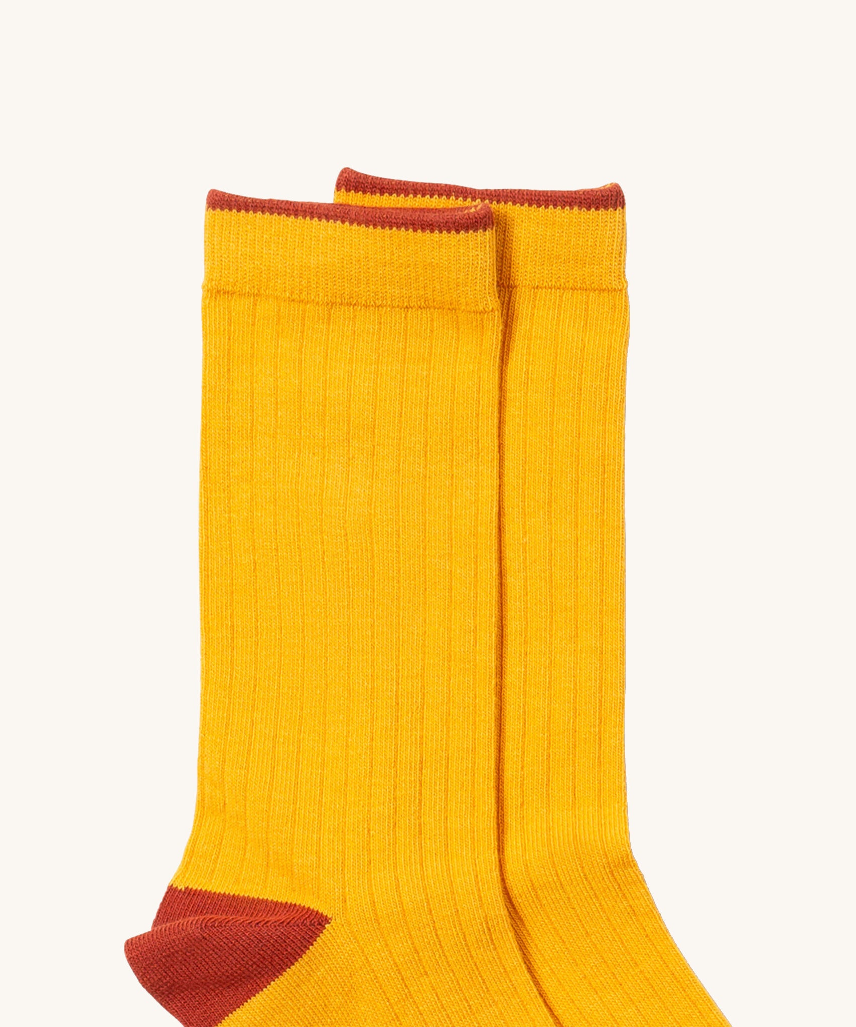 Little Green Radicals yellow block ankle socks from the winter rabbit set available at Babipur. A GOTS organic cotton sock with green and red trim. 