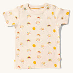 Little Green Radicals Adaptive Easy Feeding Sunshine & Rainbows T-Shirt pictured on a plain background