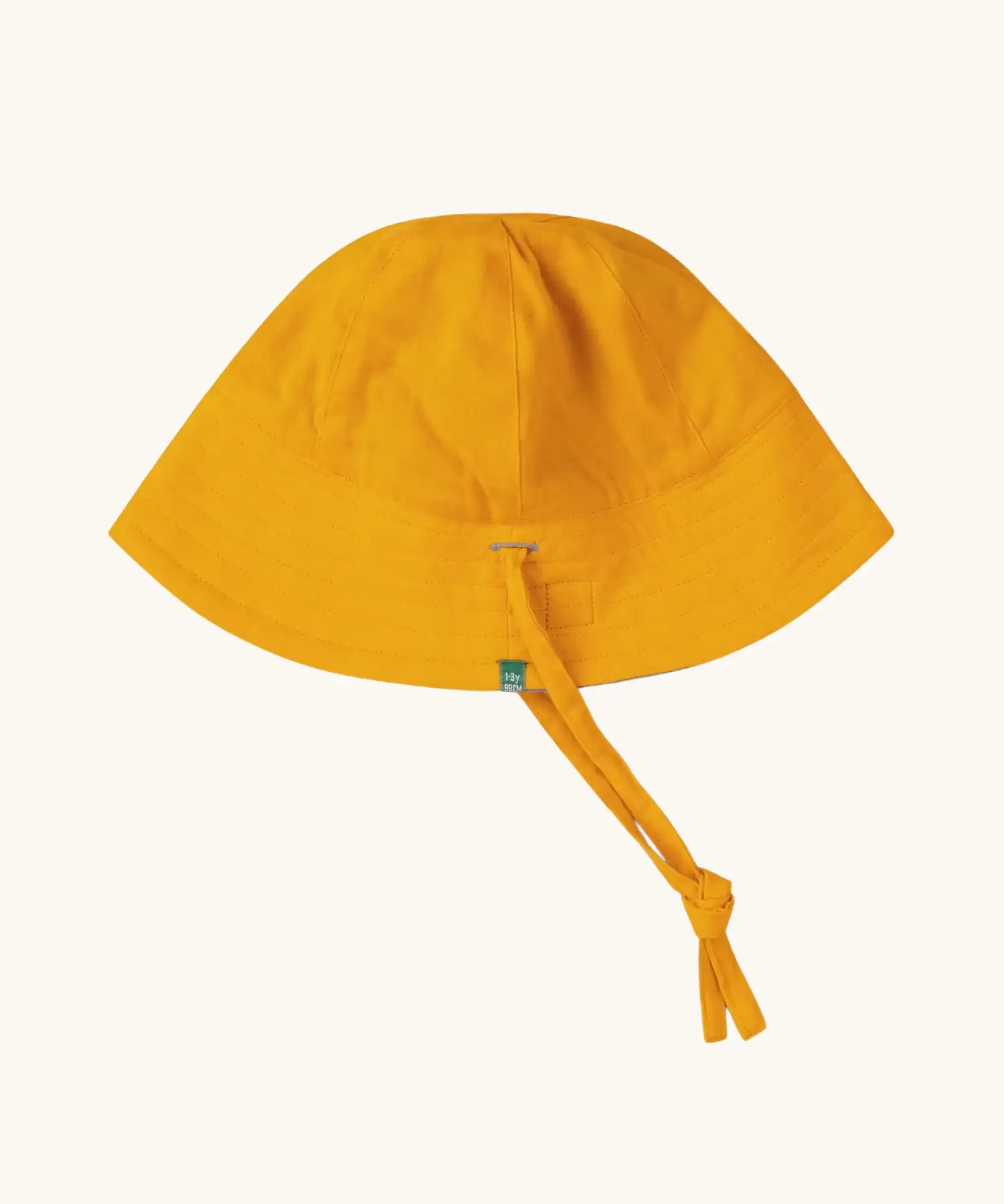 Little Green Radicals All Weather Organic Cotton Reversible Sunhat shown on the yellow gold colored side. 