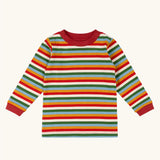 Little Green Radicals Autumn rainbow stripe organic cotton long sleeve top.