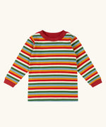Little Green Radicals Autumn rainbow stripe organic cotton long sleeve top.