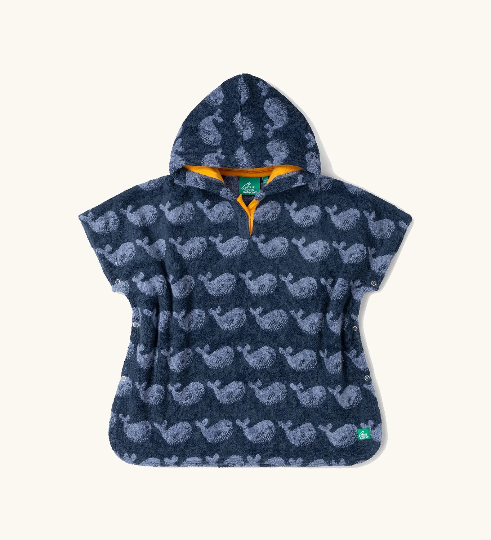 Little Green Radicals organic cotton Singing Whales Baby Towel Poncho.