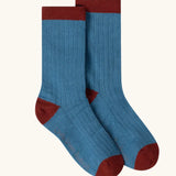 Blue socks from the Little Green Radicals blue penguins organic cotton socks 3 pack. 