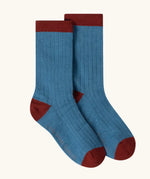 Blue socks from the Little Green Radicals blue penguins organic cotton socks 3 pack. 