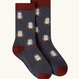 Penguin pattern socks from the Little Green Radicals blue penguins organic cotton socks 3 pack. 