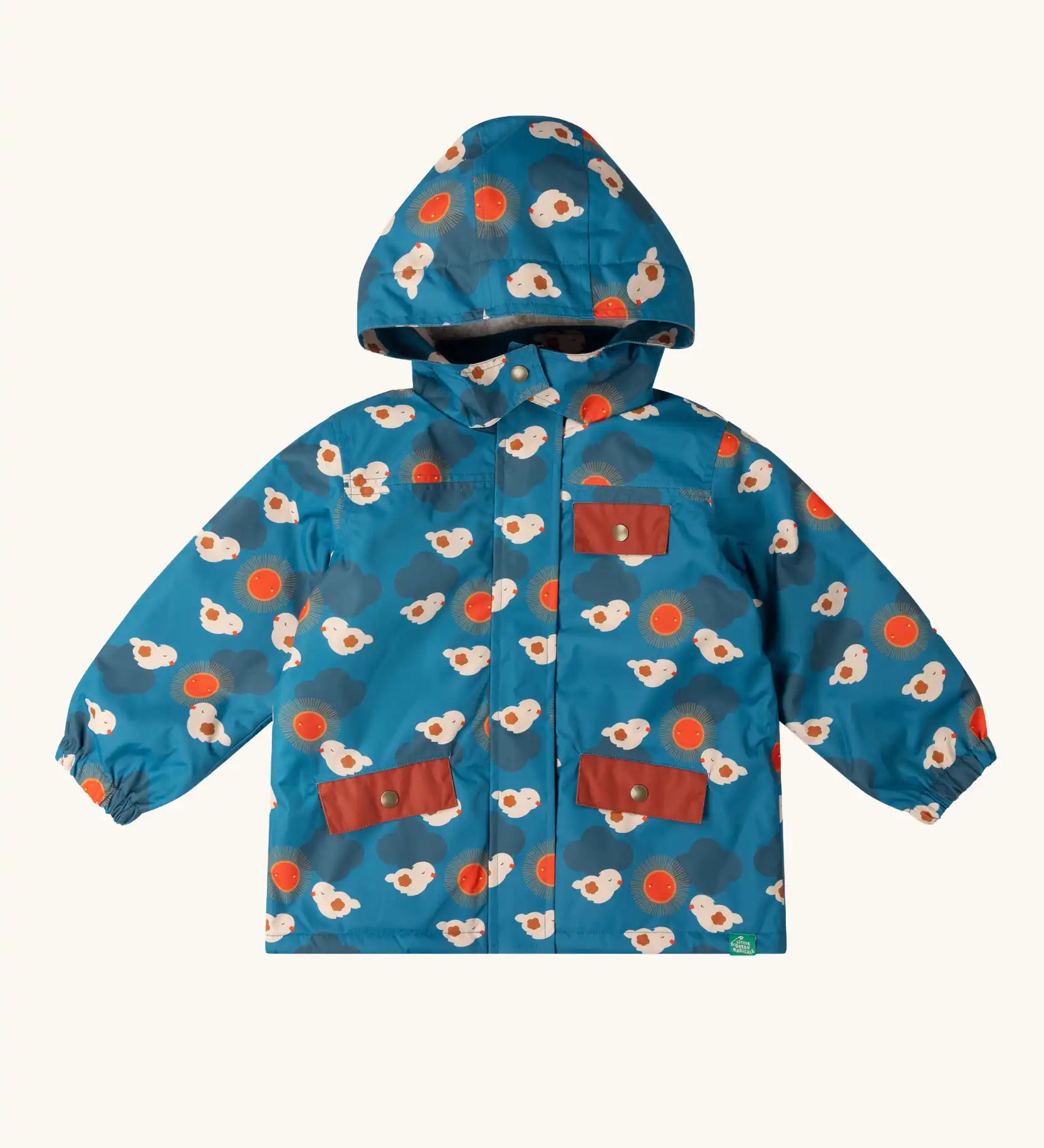 Little Green Radicals blue sun birds recycled waterproof fleece lined adventure Winter coat.