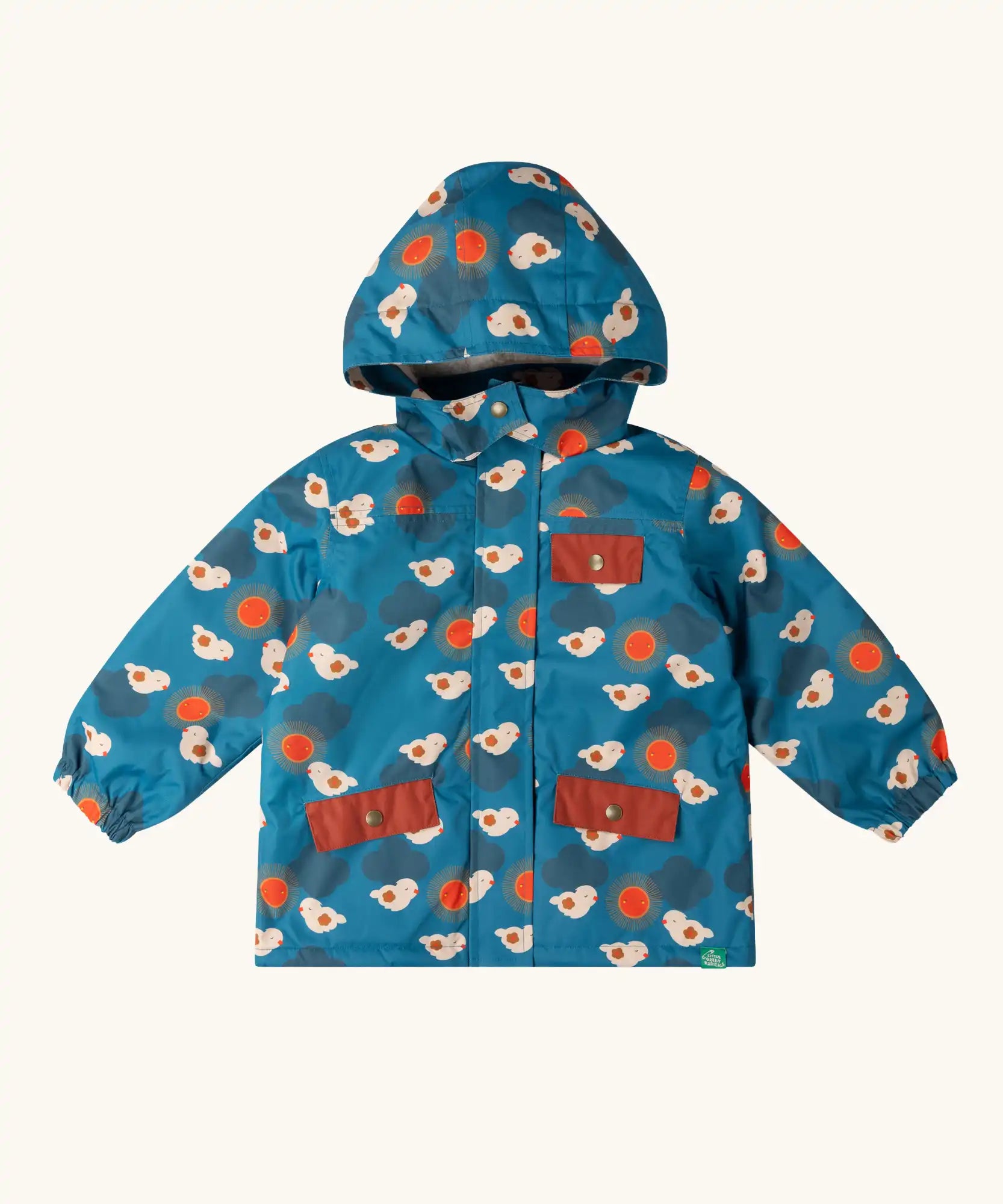 Little Green Radicals blue sun birds recycled waterproof fleece lined adventure Winter coat.