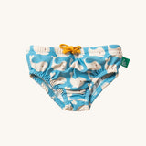 Little Green Radicals blue whales print UPF 50+ Recycled Reusable Swim Nappy