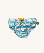 Little Green Radicals blue whales print UPF 50+ Recycled Reusable Swim Nappy