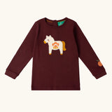 Little Green Radicals kids brown horse organic cotton long sleeve top.