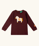 Little Green Radicals kids brown horse organic cotton long sleeve top.