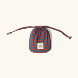 Storage bag from the Little Green Radicals burnt ochre check adult organic cotton classic pyjamas.