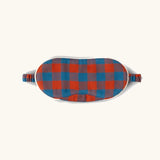Little Green Radicals burnt ochre blue check organic cotton adult eye mask.