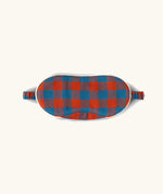 Little Green Radicals burnt ochre blue check organic cotton adult eye mask.