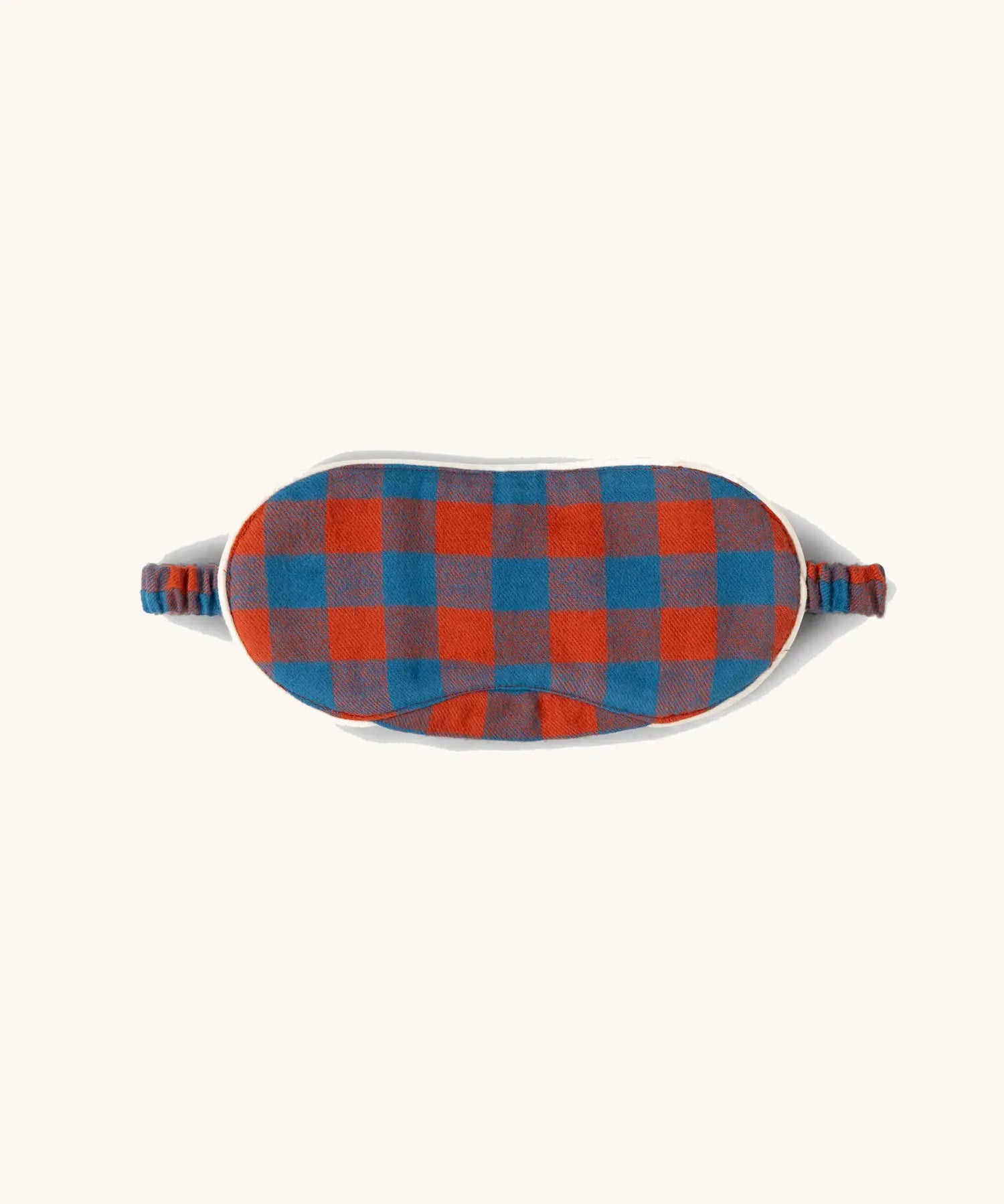 Little Green Radicals burnt ochre blue check organic cotton adult eye mask.