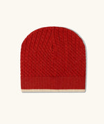 Little Green Radicals burnt ochre red organic cotton knitted beanie hat.
