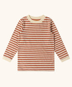 Little Green Radicals burnt ochre stripe organic cotton long sleeve organic cotton children's top.