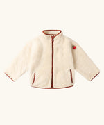 Little Green Radicals soft cream zip up cosy recycled fleece jacket.