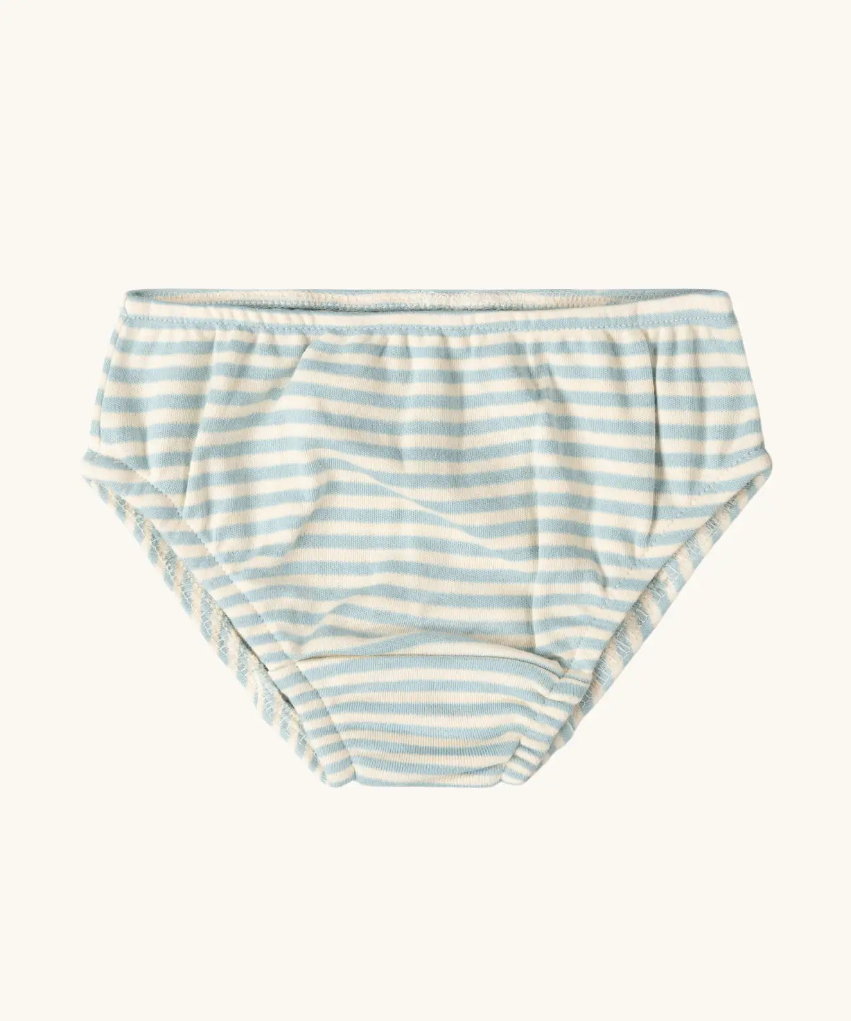 The blue and white striped pair from the Little Green Radicals children's organic cotton underwear 3 pack.
