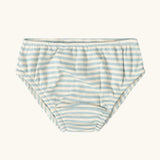 The blue and white striped pair from the Little Green Radicals children's organic cotton underwear 3 pack.
