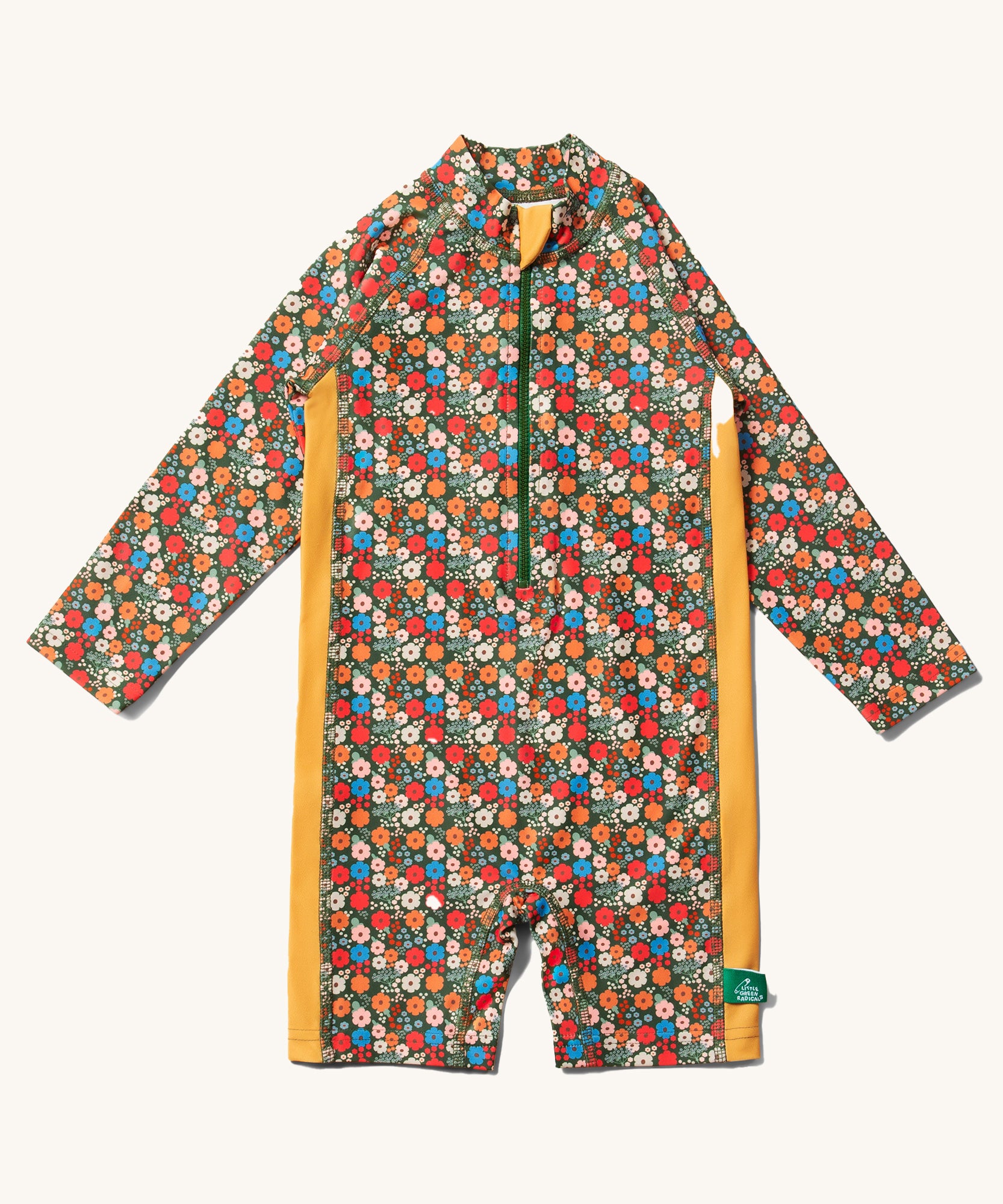 Little Green Radicals Vintage Flowers UPF 50+ Recycled Sunsafe Sunsuit.