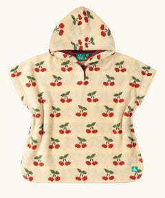Little Green Radicals little cherries organic cotton baby towel poncho.