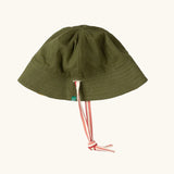 Little Green Radicals reversible organic cotton kids sunhat shown on the green side. 