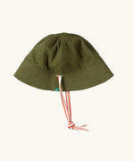 Little Green Radicals reversible organic cotton kids sunhat shown on the green side. 