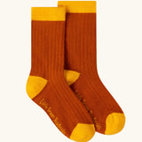 Rust orange socks from the Little Green Radicals ducks organic cotton socks 5 pack.