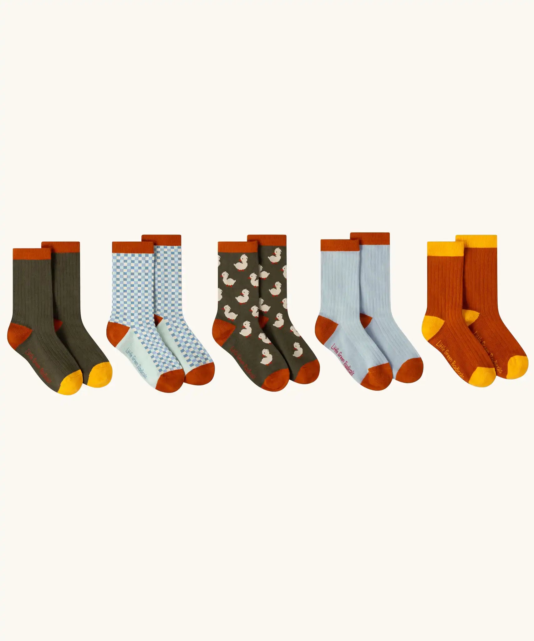 Little Green Radicals ducks organic cotton socks 5 pack.