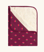 Little Green Radicals pink flowers organic cotton sherpa hooded baby blanket.