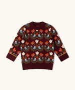 Little Green Radicals folk birds knitted organic cotton kids jumper.