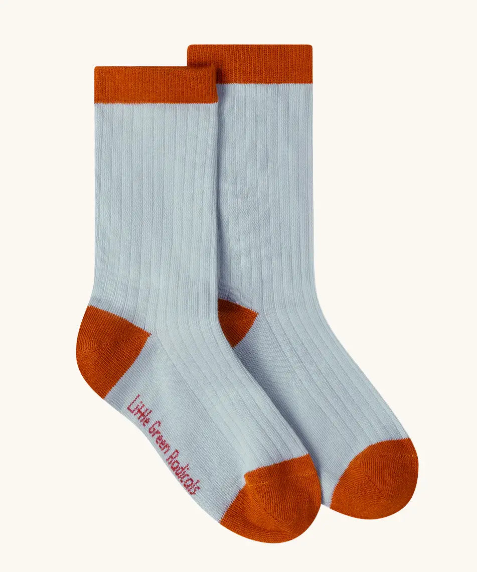Light blue socks from the Little Green Radicals folk tales ankle socks in a 3 pack.