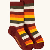 Rainbow stripe Little Green Radicals folk tales ankle socks in a 3 pack.