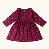 Little Green Radicals organic cotton pink flowers print sailor dress in purple.