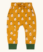 Golden yellow pear print jogger for children from Little Green Radicals. 