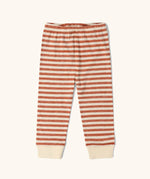 Trousers from the Little Green Radicals kids burnt ochre stripe organic cotton pyjamas.