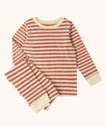 Little Green Radicals kids burnt ochre stripe organic cotton pyjamas.