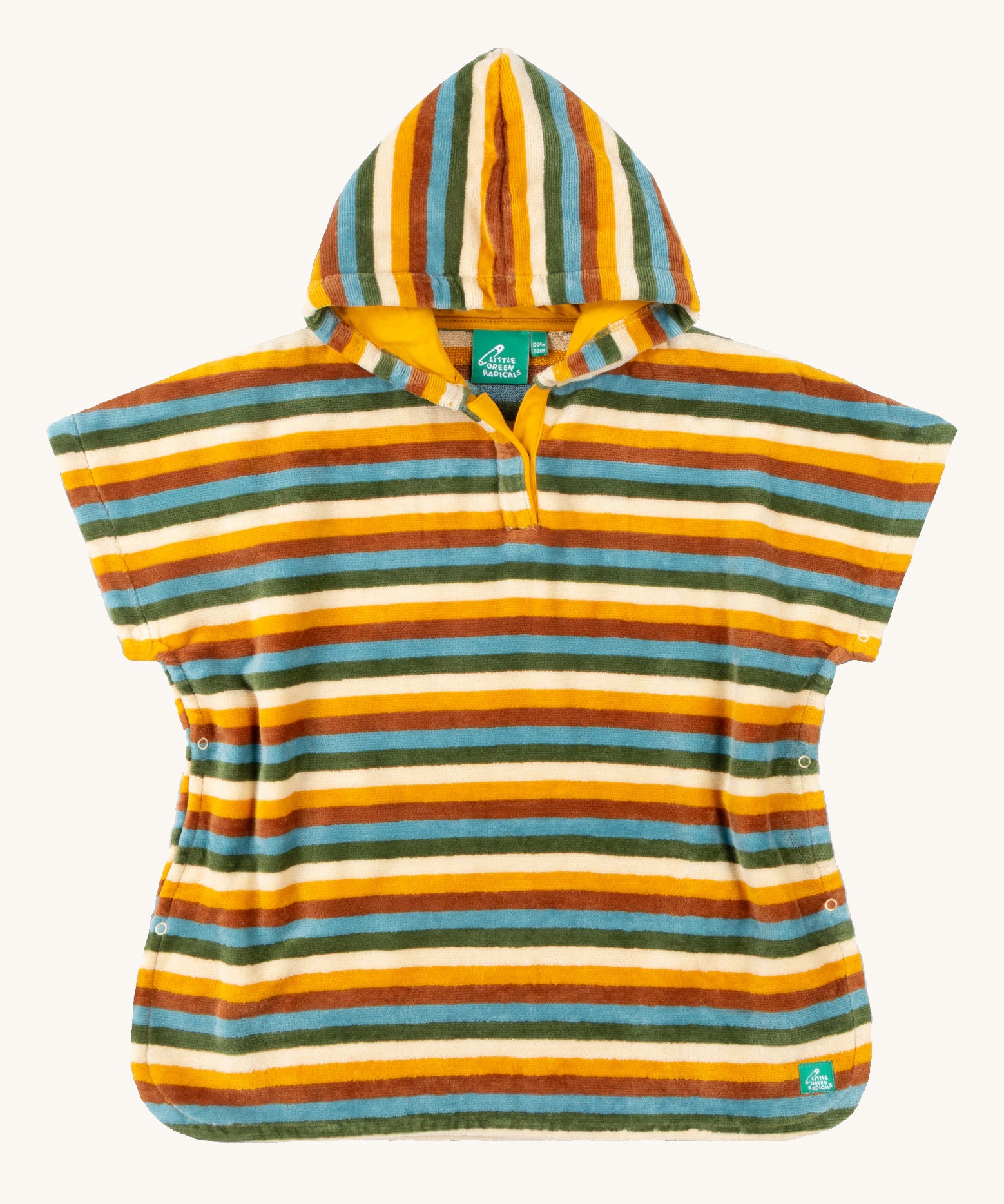 Little Green Radicals Baby Rainbow Striped Hooded Towel Poncho