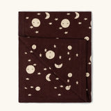 Little Green Radicals brown moon knitted organic cotton baby blanket.