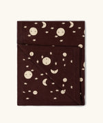Little Green Radicals brown moon knitted organic cotton baby blanket.