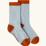 Light blue socks from the Little Green Radicals mushroom organic cotton socks 5 Pack.