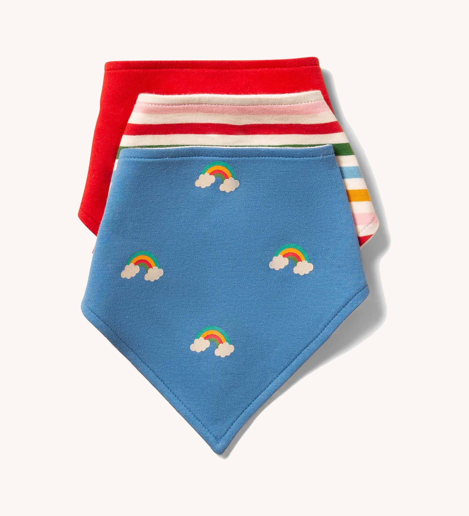 Three Little Green Radicals organic cotton dribble bibs in colourful designs for babies. 