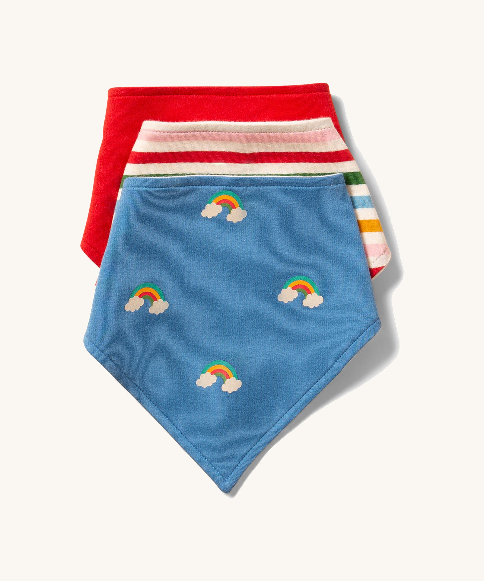 Three Little Green Radicals organic cotton dribble bibs in colourful designs for babies. 