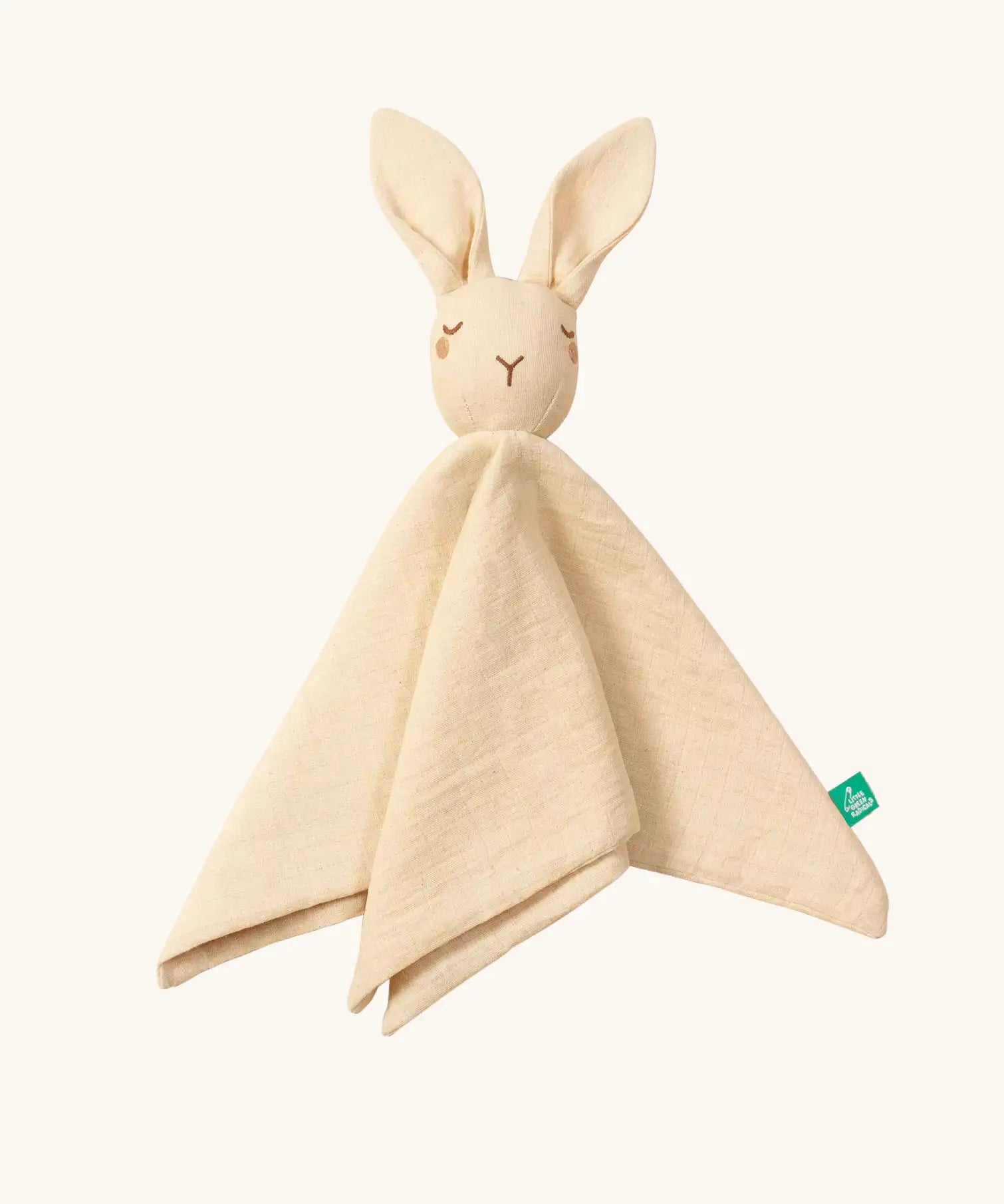 Little Green Radicals rabbit organic cotton baby comforter toy.
