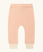 Pink and white striped trousers from the Little Green Radicals organic cotton long sleeve top and jogger playset with pink petals flowers design.