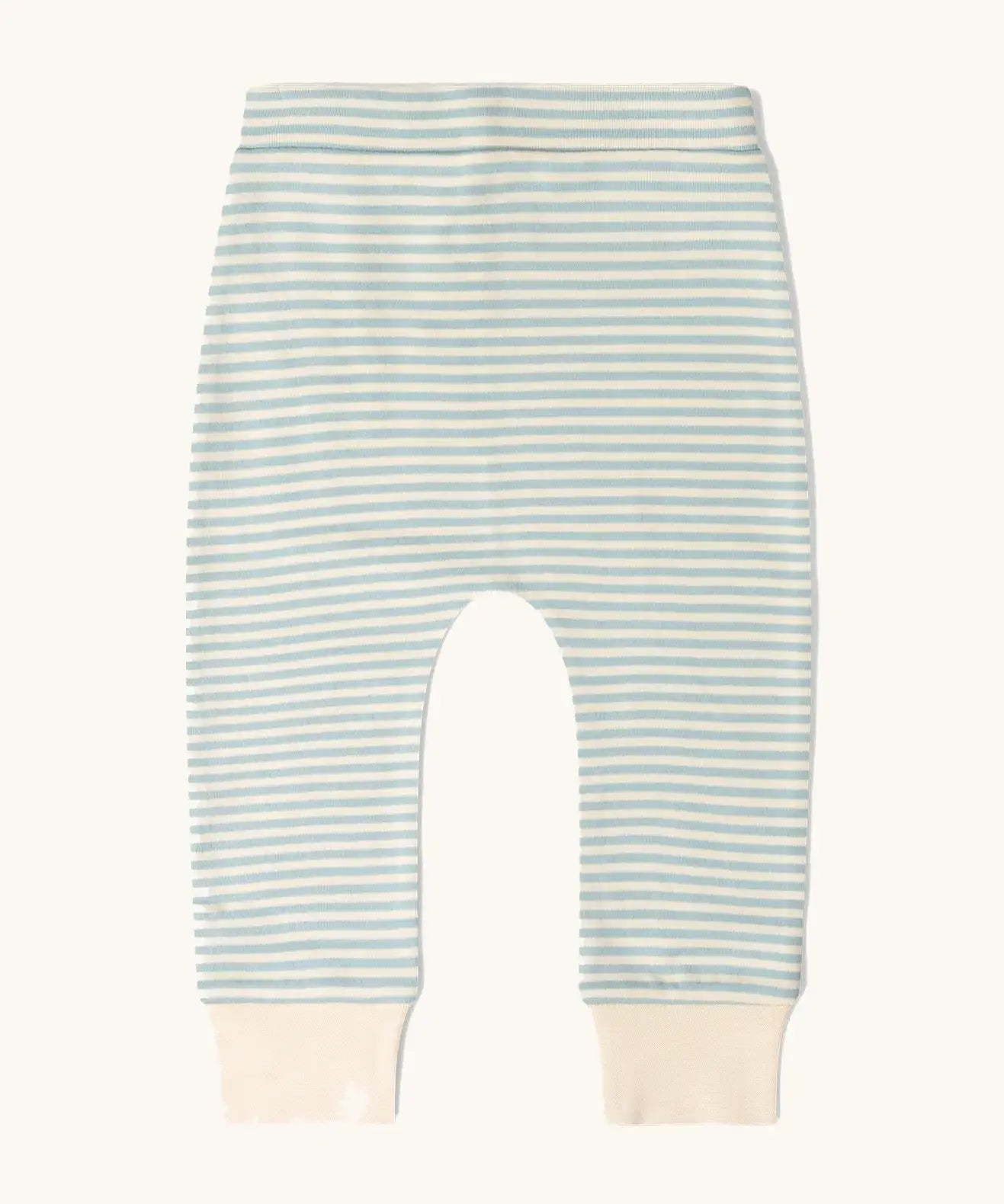 Blue and white striped trousers from the Little green Radicals blue penguin design playset outfit.