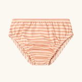 Pink and white striped pants from the Little Green Radicals organic cotton underwear in a 3 pack. Brief style pants.