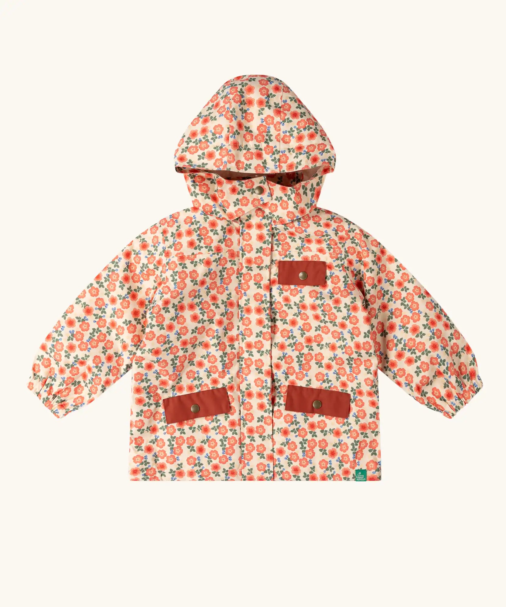 Little Green Radicals pink petals recycled waterproof adventure lined Winter coat.